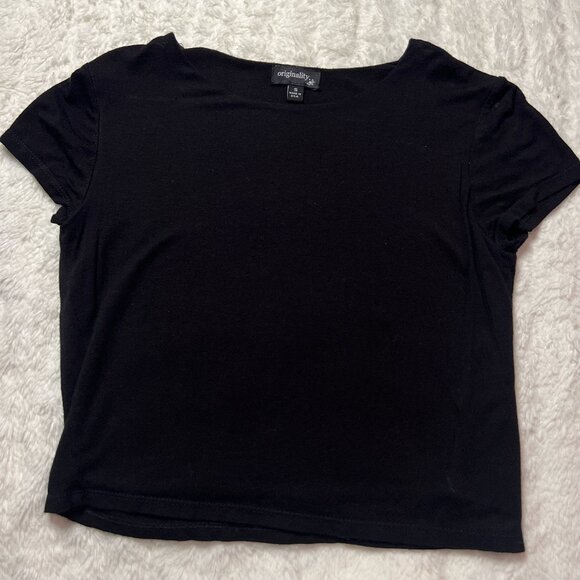 Originality Black Tshirt Crop Top - Picture 1 of 3